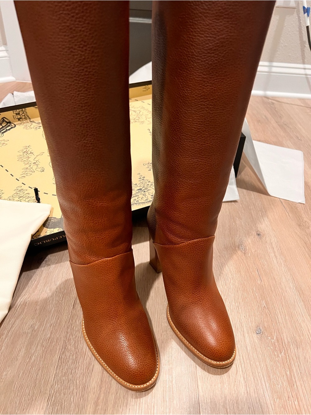 Banana Republic Lorca Tall Leather Knee-High Boots in Cognac